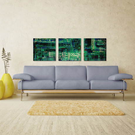 Aporia Blue Triptych (Medium: 12"L x 12"W Panels)