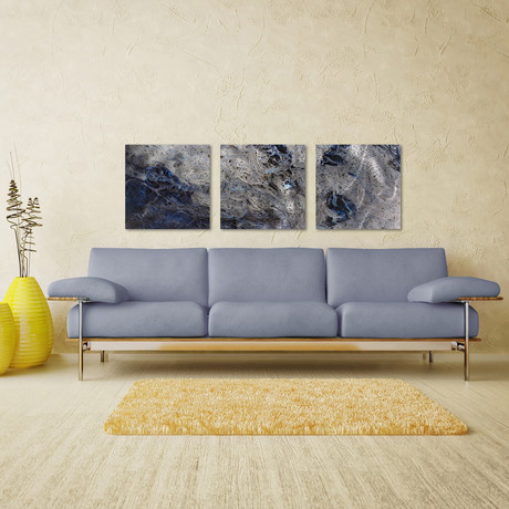 Storm Blue Triptych (Medium: 12"L x 12"W Panels)