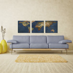 1800s World Map Triptych (Medium: 12"L x 12"W Panels)