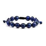Macramé Lapis Lazuli Braided Bead Bracelet // Blue