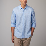 Stitch Trim Long-Sleeve Shirt // Blue (M)