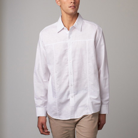 Stitch Trim Long-Sleeve Shirt // White (S)