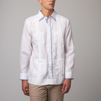 Checker Long-Sleeve Guayabera // White (S)