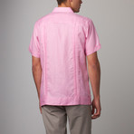 Checker Short-Sleeve Guayabera // Pink (3XL)