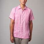 Checker Short-Sleeve Guayabera // Pink (3XL)