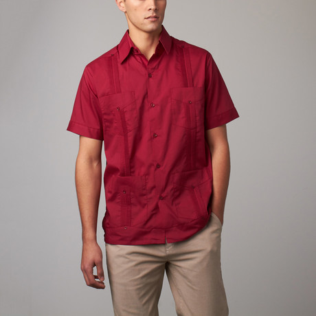 Short-Sleeve Guayabera // Burgundy (S)