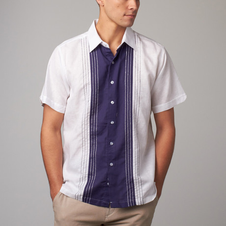 Stitch Trim Short-Sleeve Button-Up // White (S)