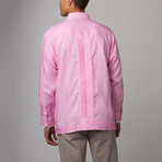 Stripe Long-Sleeve Guayabera // Pink (L)