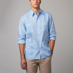 Long-Sleeve Guayabera // Light Blue (M)