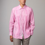 Stripe Long-Sleeve Guayabera // Pink (L)