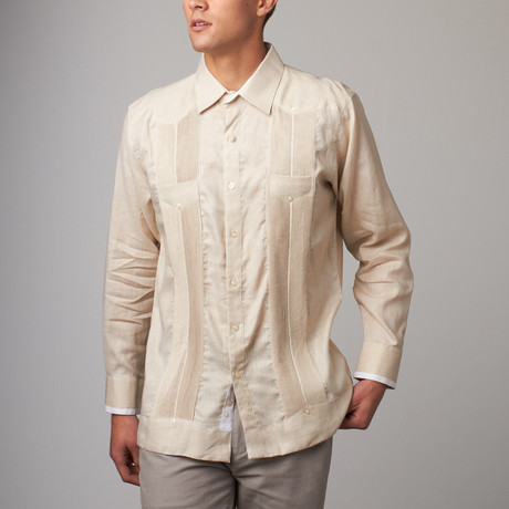 Stripe Long-Sleeve Guayabera // Natural (S)