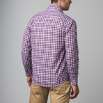 Celino // Reversible Cuff Dress Shirt // Purple + White Squares (L)