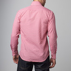 Celino // Reversible Cuff Dress Shirt // Pink + White Squares Paisley (XL)