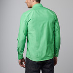 Celino // Reversible Cuff Dress Shirt // White + Green Squares (3XL)