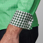 Celino // Reversible Cuff Dress Shirt // White + Green Squares (3XL)