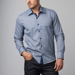 Amedeo // Reversible Cuff Dress Shirt // Blue + White Circles (3XL)