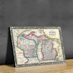 County Map of Michigan + Wisconsin (18"W x 24"H // Paper)