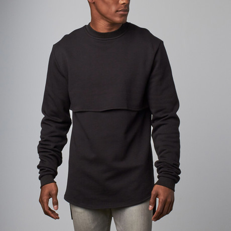 Double Panel Long-Sleeve Crewneck // Black (S)