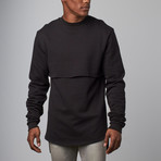 Double Panel Long-Sleeve Crewneck // Black (L)