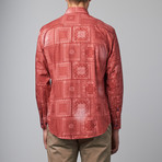 Bespoke // Long-Sleeve Button-Down Paisley Shirt // Red (S)