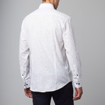 Bespoke Moda // Long Sleeve Button Down Jacquard Shirt // White Check (S)