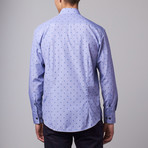 Bespoke // Long-Sleeve Button-Down Jacquard Shirt // Blue Dot Pattern (S)