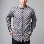 Bespoke // Long Sleeve Button Down Jacquard Shirt // Black Check (XL)