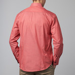 Bespoke Moda // Long Sleeve Button Down Jacquard Shirt // Red Grid (M)