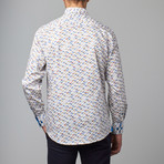 Bespoke // Long Sleeve Button Down Shirt // White Geo (2XL)