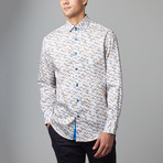 Bespoke // Long Sleeve Button Down Shirt // White Geo (2XL)