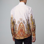 Long-Sleeve Button-Down Shirt // Red Dot Paisley (S)