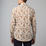 Long Sleeve Button Down Shirt // White + Orange Paisley (2XL)