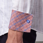 Bespoke Moda // Long Sleeve Button Down Jacquard Shirt // White Check (S)