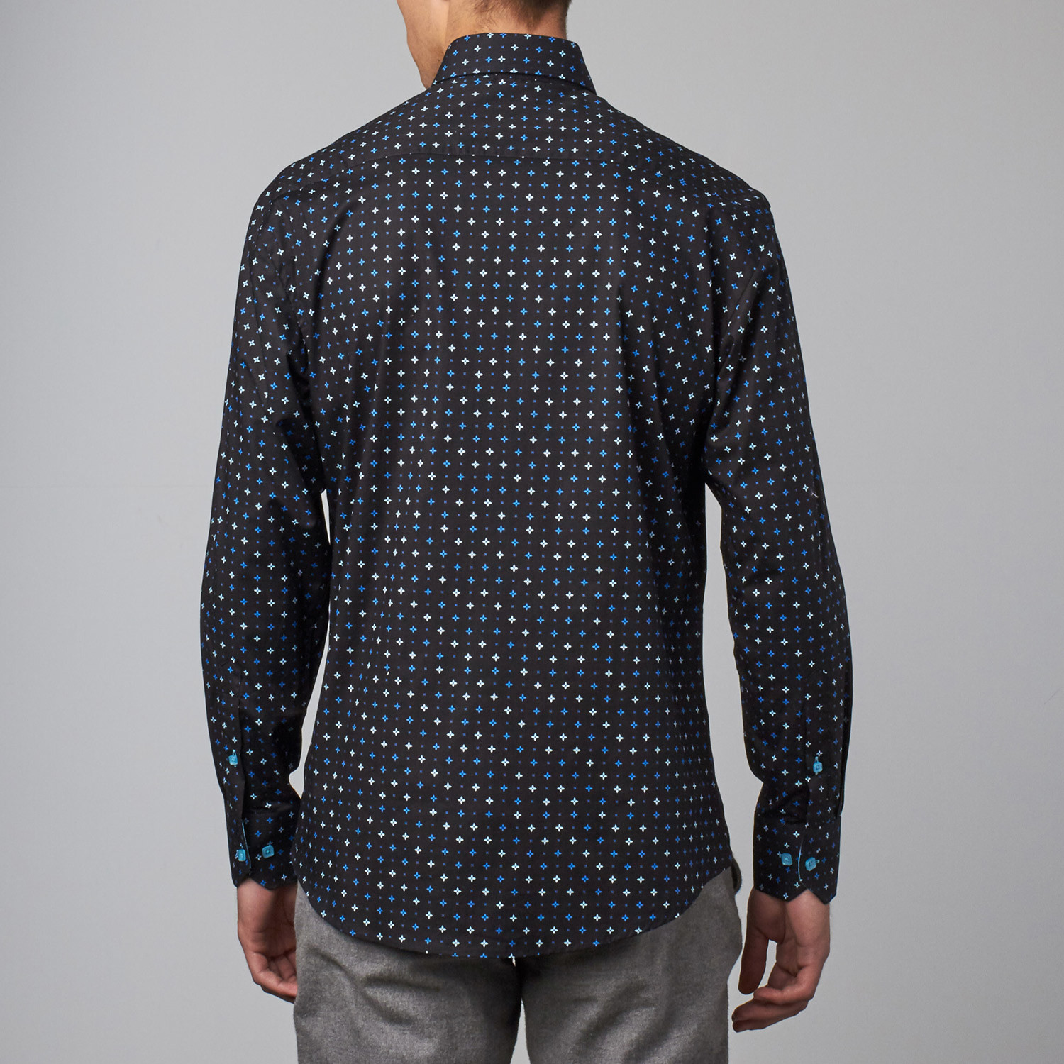 Long-Sleeve Button-Up Print Shirt // Blue (4XL) - Clearance: Casual ...
