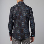 Long-Sleeve Button-Up Print Shirt // Blue (M)