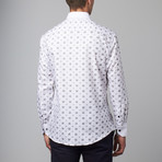 Long-Sleeve Button-Up Jacquard Shirt // White (S)