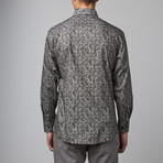 Bespoke // Long-Sleeve Button-Down Print Shirt // Sage + Grey (S)