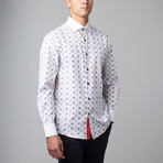 Long-Sleeve Button-Up Jacquard Shirt // White (XS)