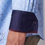 Bespoke // Long Sleeve Button Down Jacquard Shirt // Blue Floral Dot (S)
