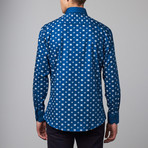 Long-Sleeve Button-Up Jacquard Shirt // Blue (S)
