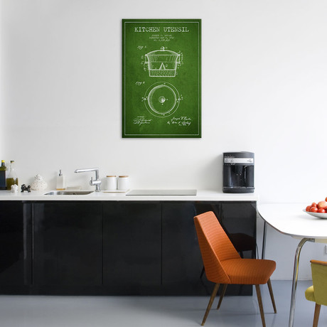 Kitchen Utensil Green Patent Blueprint (26"W x 18"H x 0.75"D)