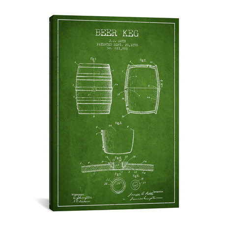 Keg Green Patent Blueprint (18"W x 26"H x 0.75"D)