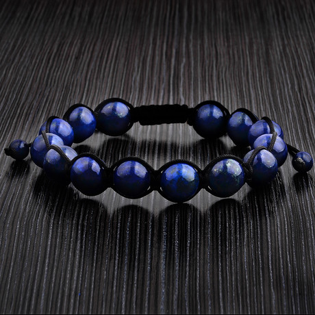 Macramé Lapis Lazuli Braided Bead Bracelet // Blue