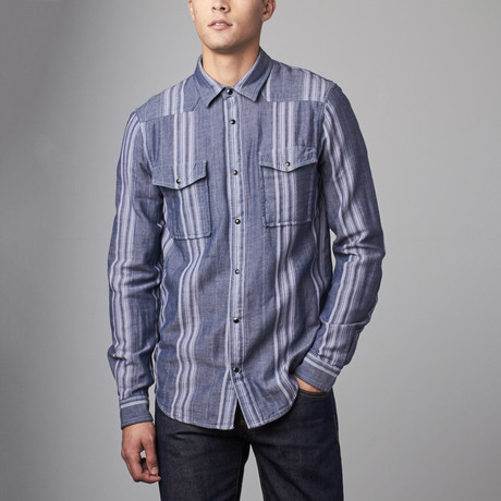 Austin Stripe Snap Shirt // Blue Stripe (S)