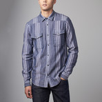 Austin Stripe Snap Shirt // Blue Stripe (L)