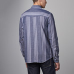 Austin Stripe Snap Shirt // Blue Stripe (L)