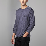 Contrast Stitch Henley // Heather Blue (L)