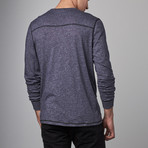 Contrast Stitch Henley // Heather Blue (L)