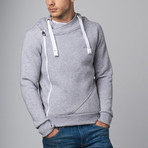 Akito Tanaka // Kapuzen Long Zip Sweater // Grey + White (XL)