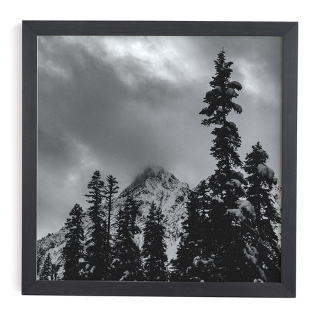 North Cascade Mountain Blizzard (Black Framed Wall Art: 12"W x 12"H)